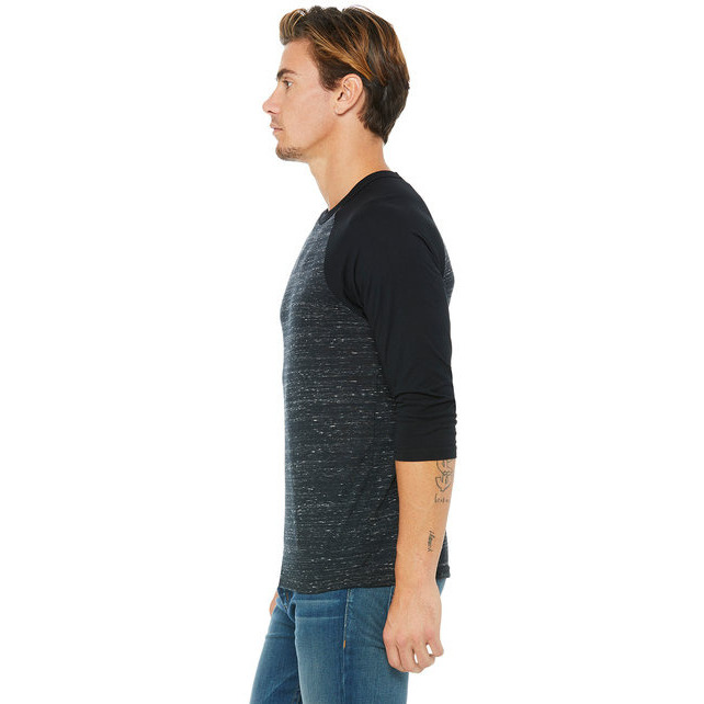 Unisex 34-Sleeve Baseball T-Shirt - gRY cHR BLK TRB - S(D0102H7Wg8P)