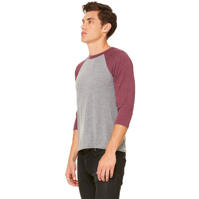 Unisex 34-Sleeve Baseball T-Shirt - gRY cHR BLK TRB - S(D0102H7WgEX)