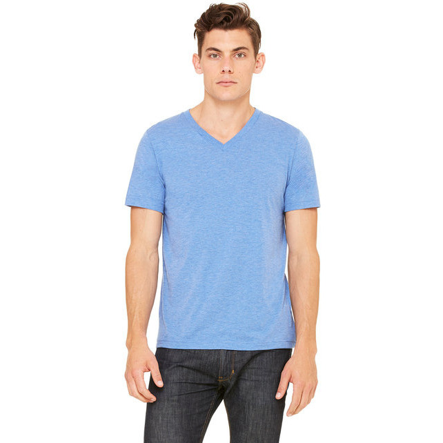 Unisex Triblend V-Neck T-Shirt - BLUE TRIBLEND - S(D0102H7WX82)