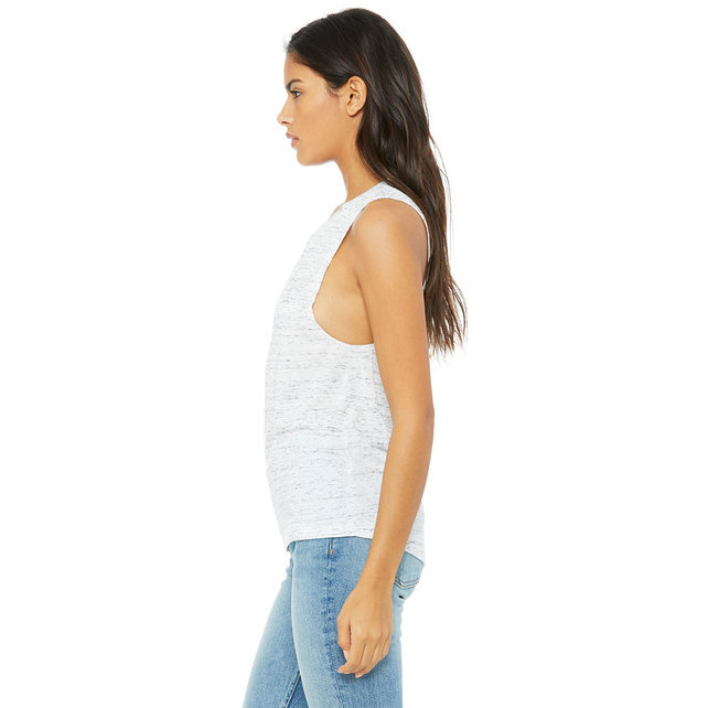 Ladies Flowy Scoop Muscle Tank - WHITE - S(D0102H7KRZ8)