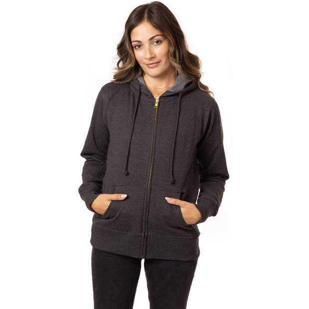 Ladies OrganicRecycled Heathered Fleece Full-Zip Hooded Sweatshirt - cHARcOAL - S(D0102H7ZQRX)