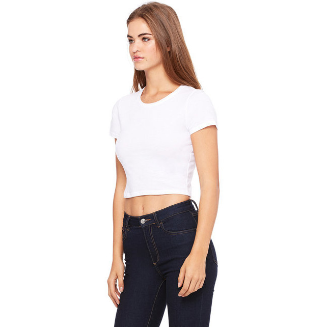 Ladies Poly-cotton crop T-Shirt - BLAcK - XSS(D0102H7WJ6T)