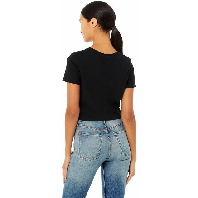 Ladies Poly-cotton crop T-Shirt - BLAcK - XSS(D0102H7WJYJ)
