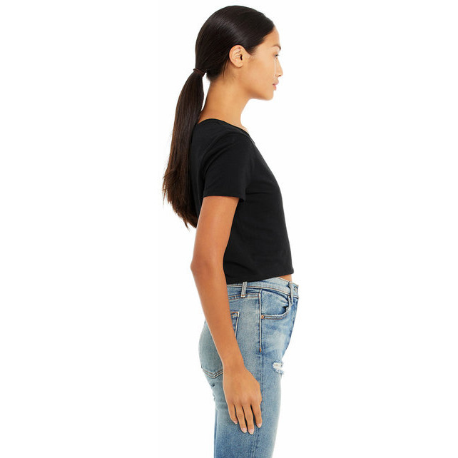Ladies Poly-cotton crop T-Shirt - BLAcK - XSS(D0102H7WJYJ)