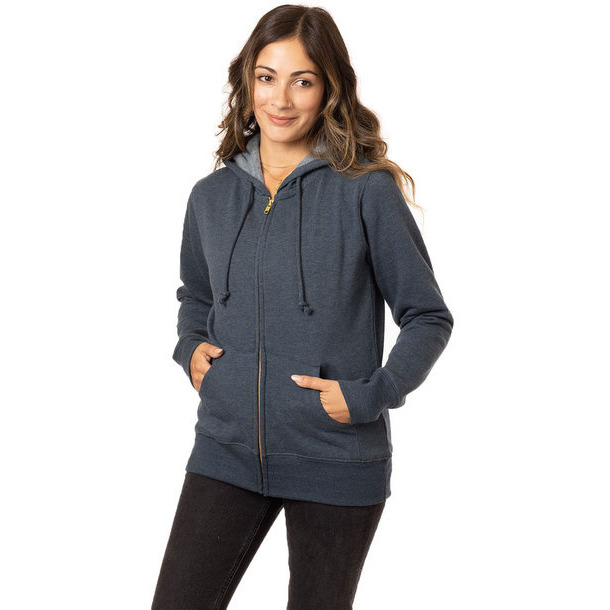 Ladies OrganicRecycled Heathered Fleece Full-Zip Hooded Sweatshirt - cHARcOAL - S(D0102H7ZQSX)