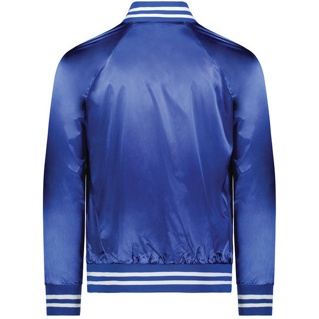 Unisex Striped Trim Satin Baseball Jacket - METALLIc gLD WH - 2XL(D0102H7YJH6)