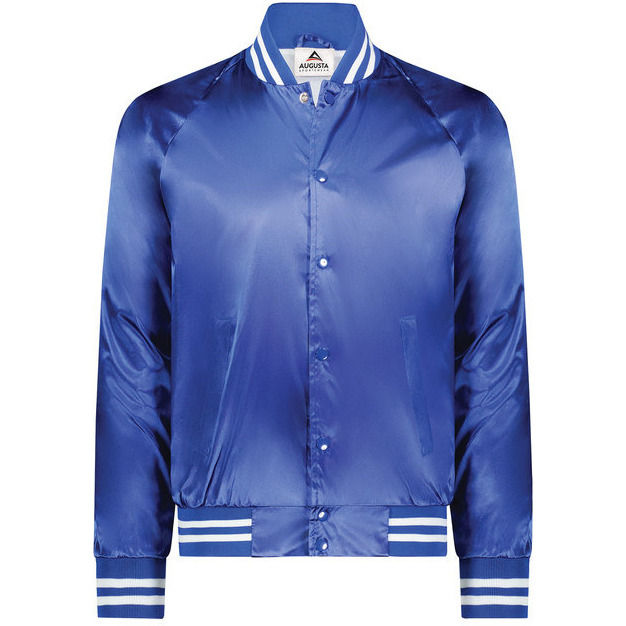 Unisex Striped Trim Satin Baseball Jacket - METALLIc gLD WH - 2XL(D0102H7Y03J)