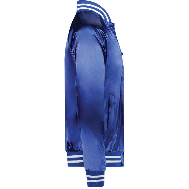 Unisex Striped Trim Satin Baseball Jacket - METALLIc gLD WH - 2XL(D0102H7Y03J)