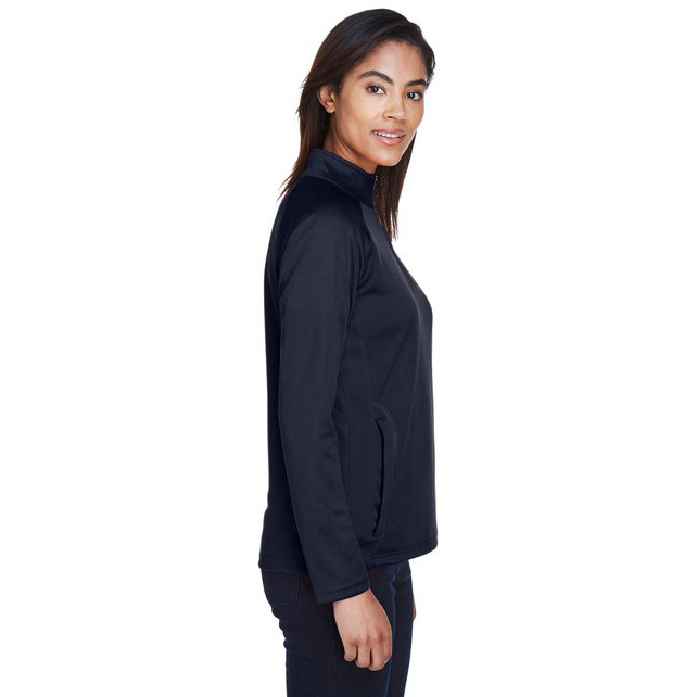 Ladies Stretch Tech-Shell compass Quarter-Zip - DK gREY HEATHER - S(D0102H7Y50T)