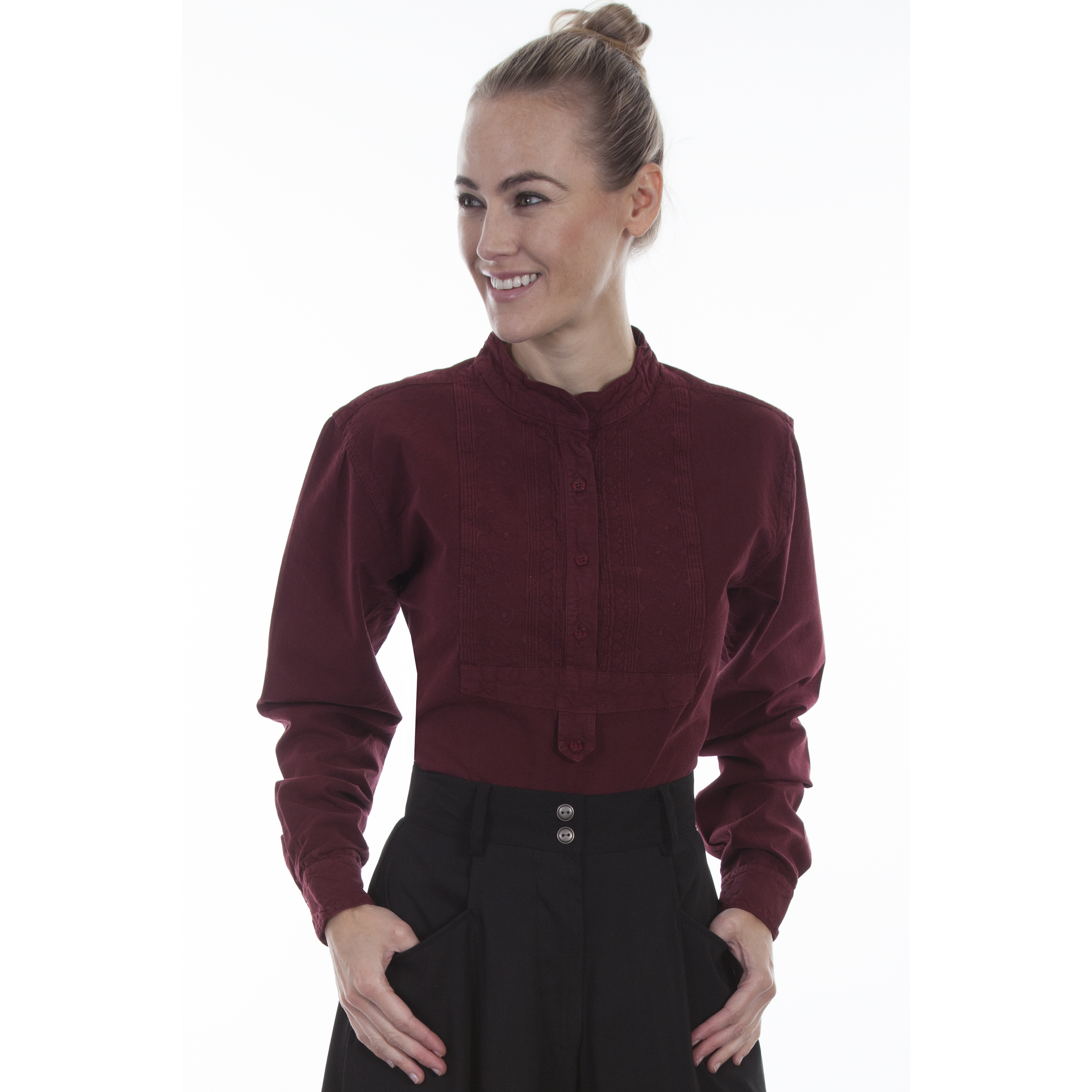 PAISLEY BIB FRONT BLOUSE