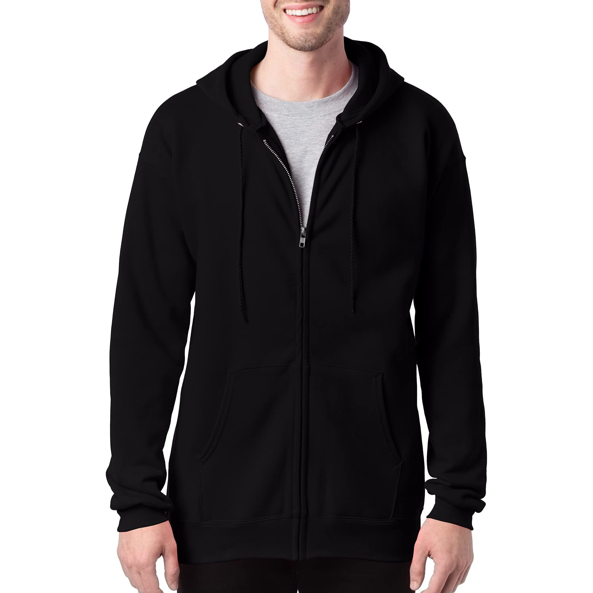 Hanes Ultimate Cotton Full-Zip Hooded Sweatshirt - Black, XL