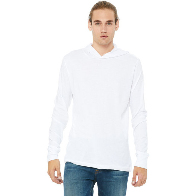 Unisex Jersey Long-Sleeve Hoodie - HEATHER NAVY - XS(D0102H789PP)