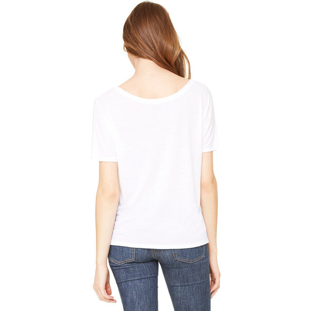 Ladies Slouchy T-Shirt - WHITE MARBLE - S(D0102H7W54T)
