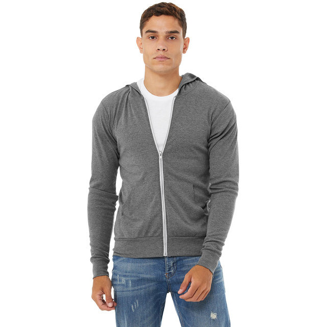 Unisex Triblend Full-Zip Lightweight Hoodie - cHAR BLK TRIBLND - XS(D0102H7WXJT)