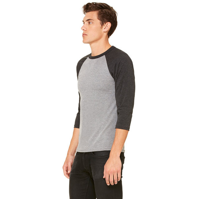 Unisex 34-Sleeve Baseball T-Shirt - gRY cHR BLK TRB - S(D0102H7WgMJ)