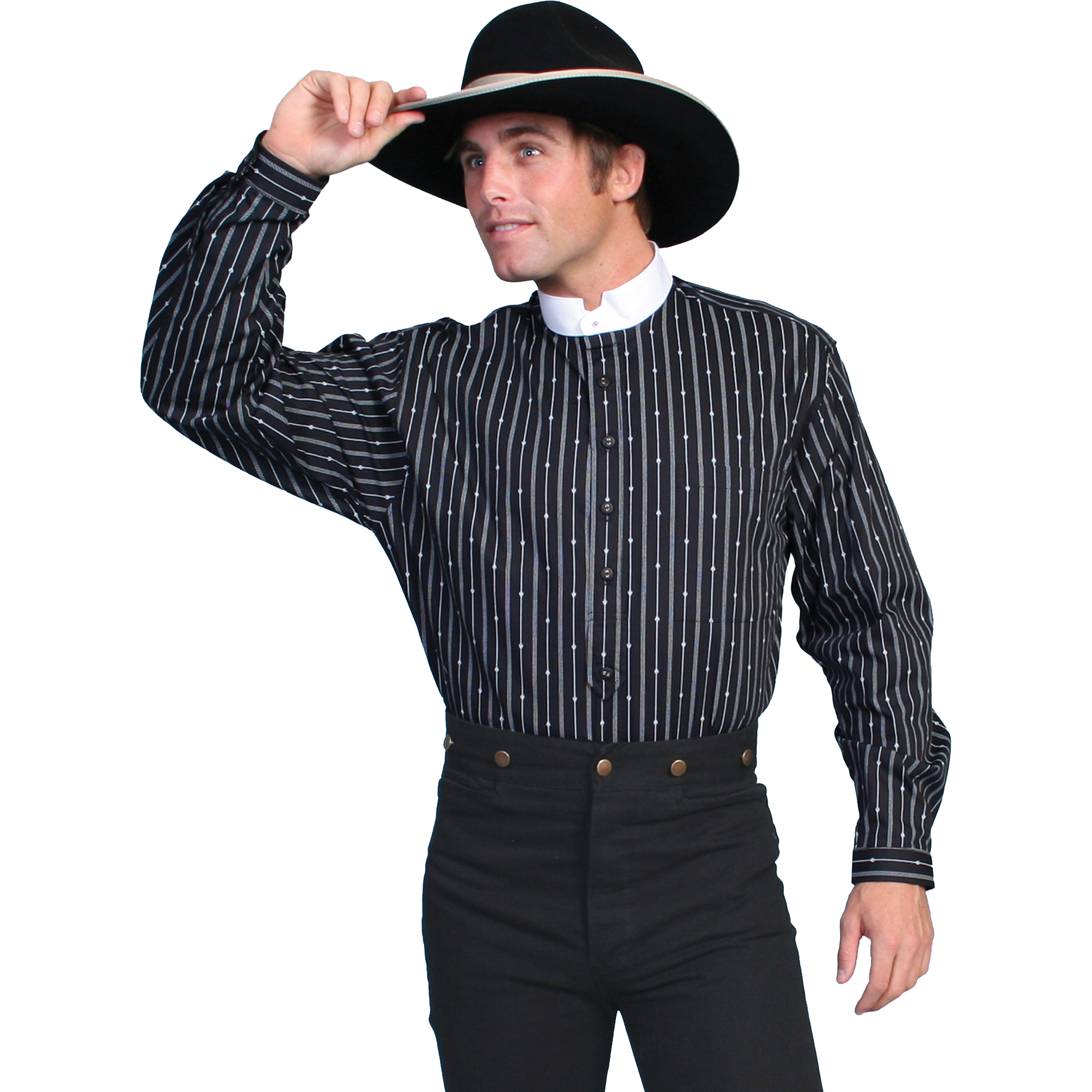 FLUR STRIPE NOTCH COLLAR SHIRT