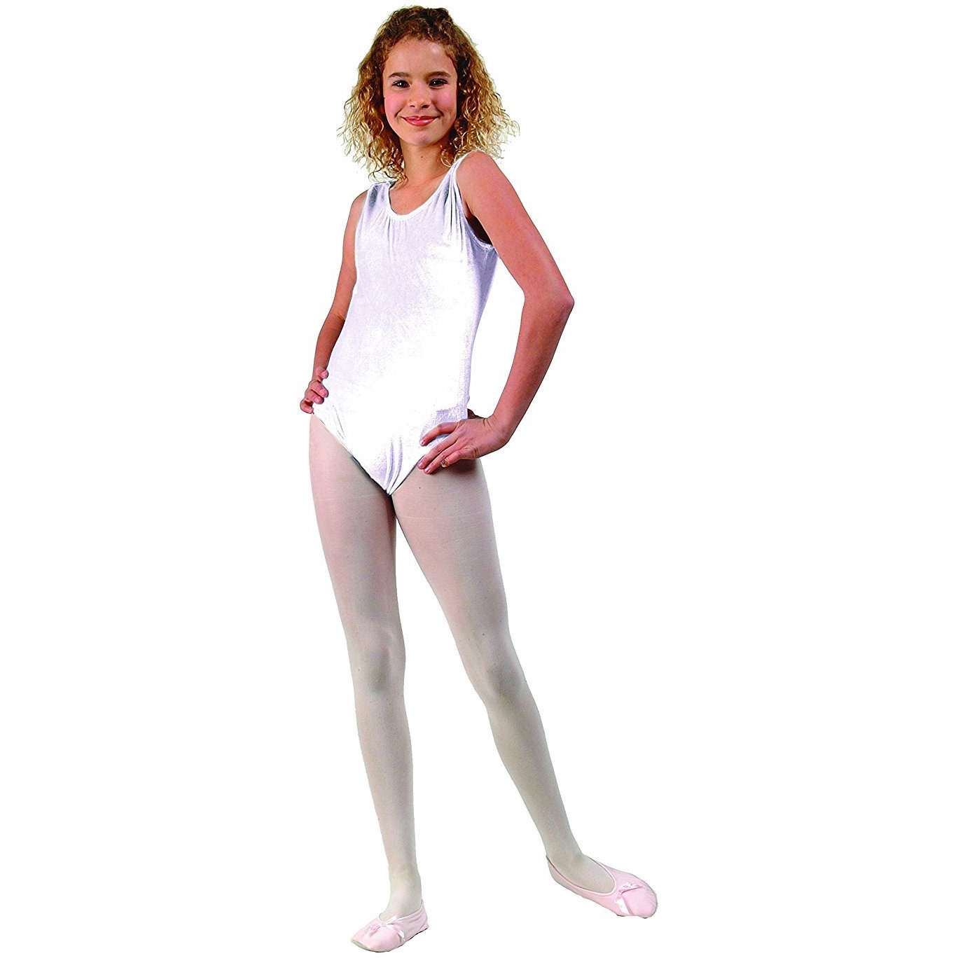 Girl's Leotard White Velvet XS