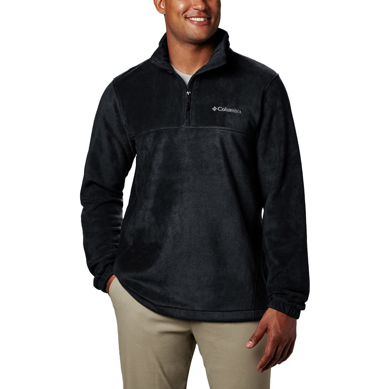Mens ST-Shirts MountainHalf-Zip Fleece Jacket - BLAcK - L(D0102H7MQ7J)