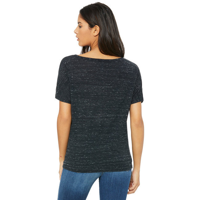 Ladies Slouchy V-Neck T-Shirt - BLAcK - S(D0102H7W1HJ)