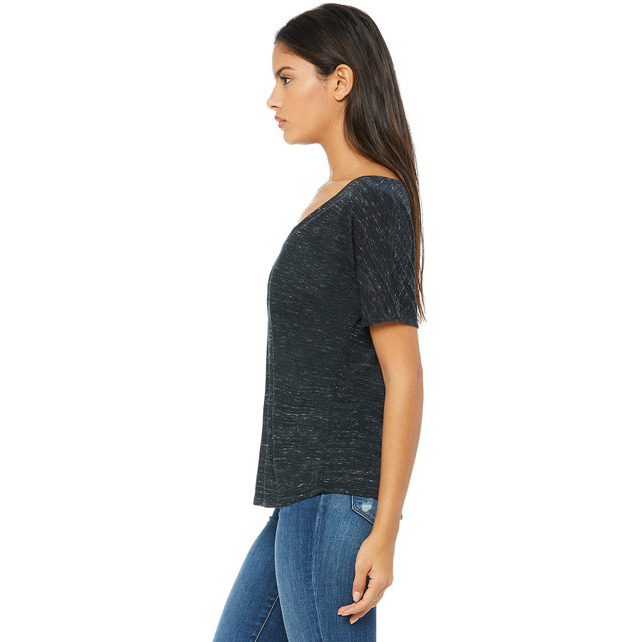 Ladies Slouchy V-Neck T-Shirt - BLAcK - S(D0102H7W1HJ)