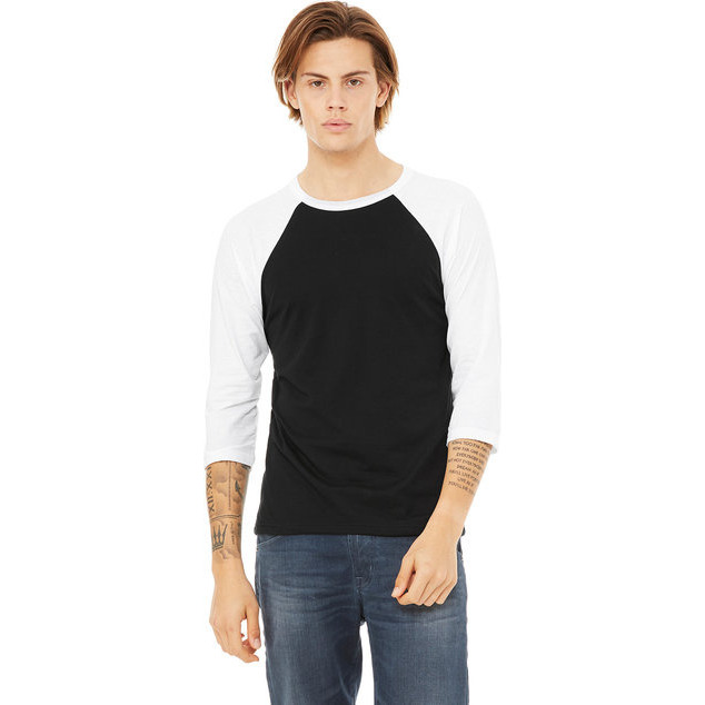 Unisex 34-Sleeve Baseball T-Shirt - gRY cHR BLK TRB - S(D0102H7WgFX)