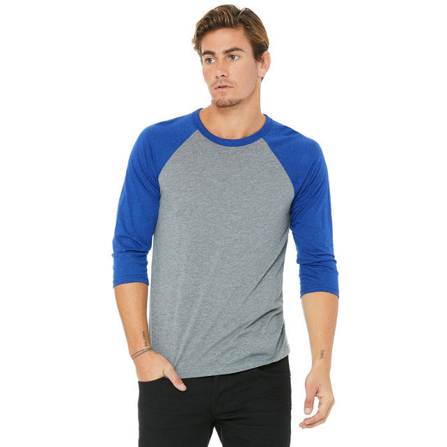 Unisex 34-Sleeve Baseball T-Shirt - gRY cHR BLK TRB - S(D0102H7WgMP)