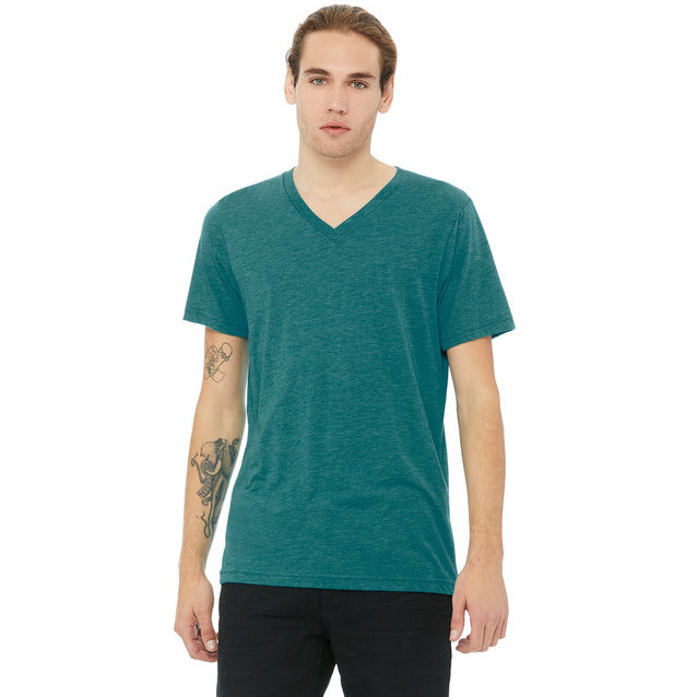 Unisex Triblend V-Neck T-Shirt - BLUE TRIBLEND - S(D0102H7WXTP)