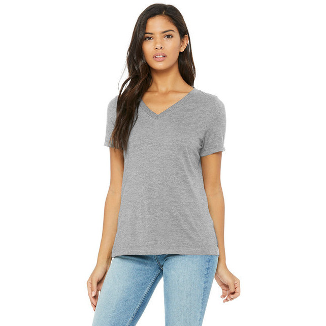 Bella + Canvas 6405CVC Ladies Relaxed Heather CVC Jersey V-Neck T-Shirt