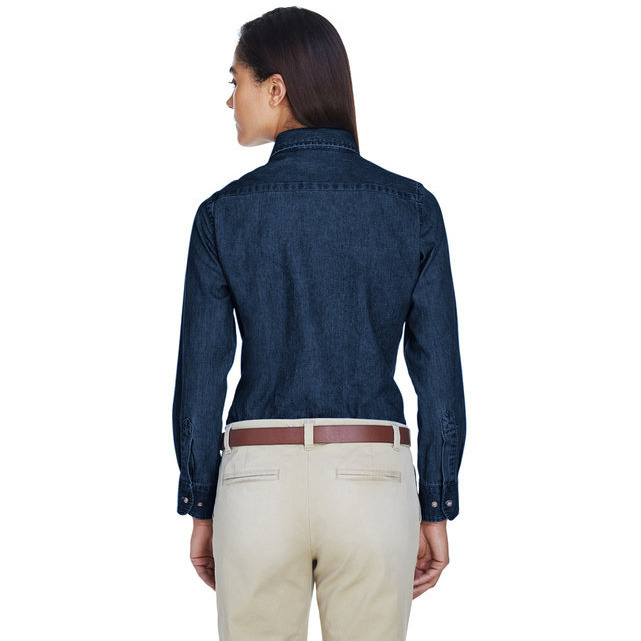 Ladies 65 oz Long-Sleeve Denim Shirt - DARK DENIM - S(D0102H76FTP)