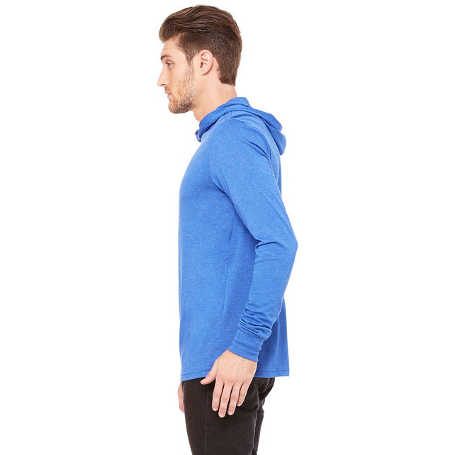 Unisex Jersey Long-Sleeve Hoodie - HEATHER NAVY - XS(D0102H7WFPX)