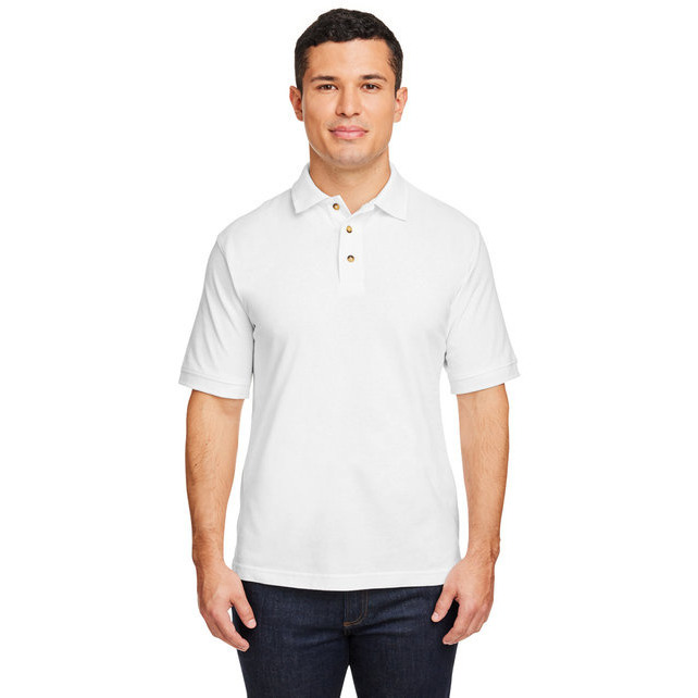 Mens 6 oz Ringspun cotton Piqu Short-Sleeve Polo - WHITE - 5XL(D0102H7NJB2)