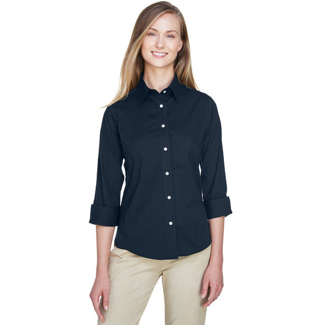 Ladies Perfect Fit34-Sleeve Stretch Poplin Blouse - LIME - S(D0102H7YE18)