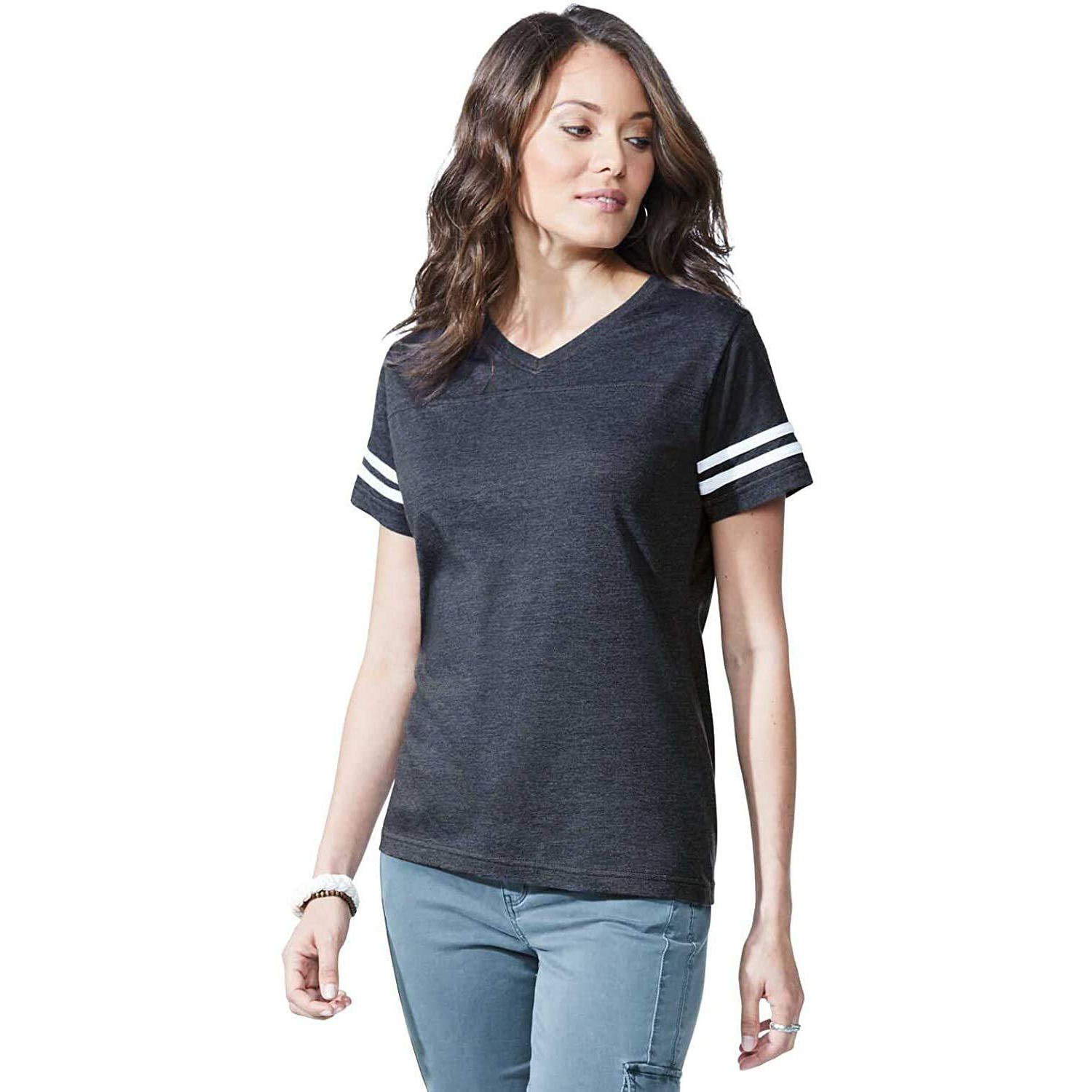 Ladies Football T-Shirt - BLAcK WHITE - 2XL(D0102H2HENW)