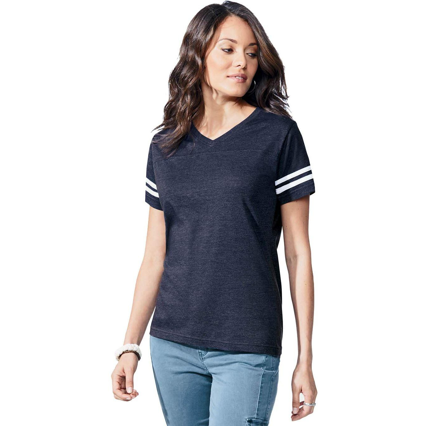 Ladies Football T-Shirt - BLAcK WHITE - 2XL(D0102H2HENW)