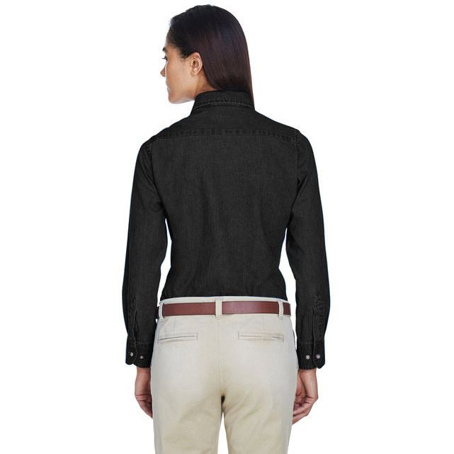 Ladies 65 oz Long-Sleeve Denim Shirt - DARK DENIM - S(D0102H76FUX)