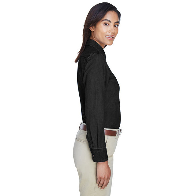 Ladies 65 oz Long-Sleeve Denim Shirt - DARK DENIM - S(D0102H76FUX)