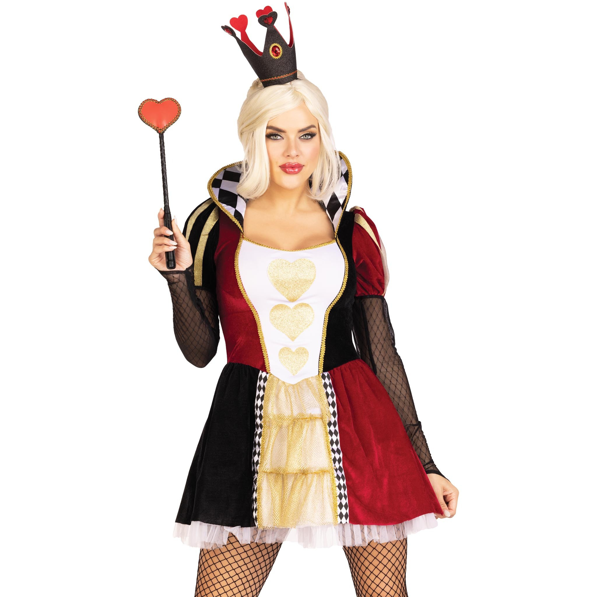2PC.Royal crown headband and heart scepter O/S BLACK/RED
