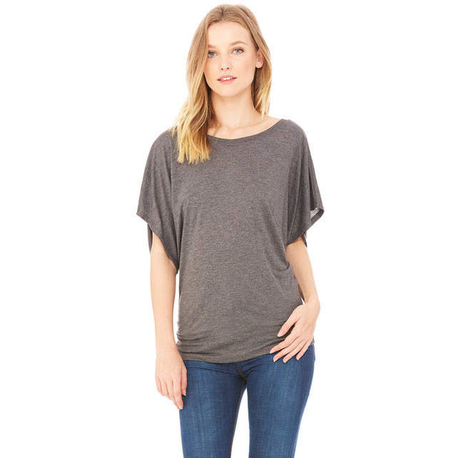 Ladies Flowy Draped Sleeve Dolman T-Shirt - BLAcK - S(D0102H7WH9X)