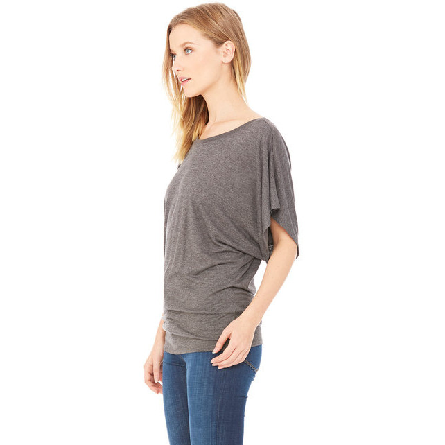 Ladies Flowy Draped Sleeve Dolman T-Shirt - BLAcK - S(D0102H7WH9X)