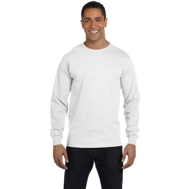 Mens 52 oz comfortSoft cotton Long-Sleeve T-Shirt - WHITE - S(D0102H7KTV2)