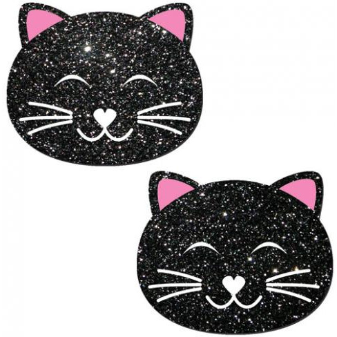 Kitty Black Glitter Cat Pasties O/S(D0102H50E67.)