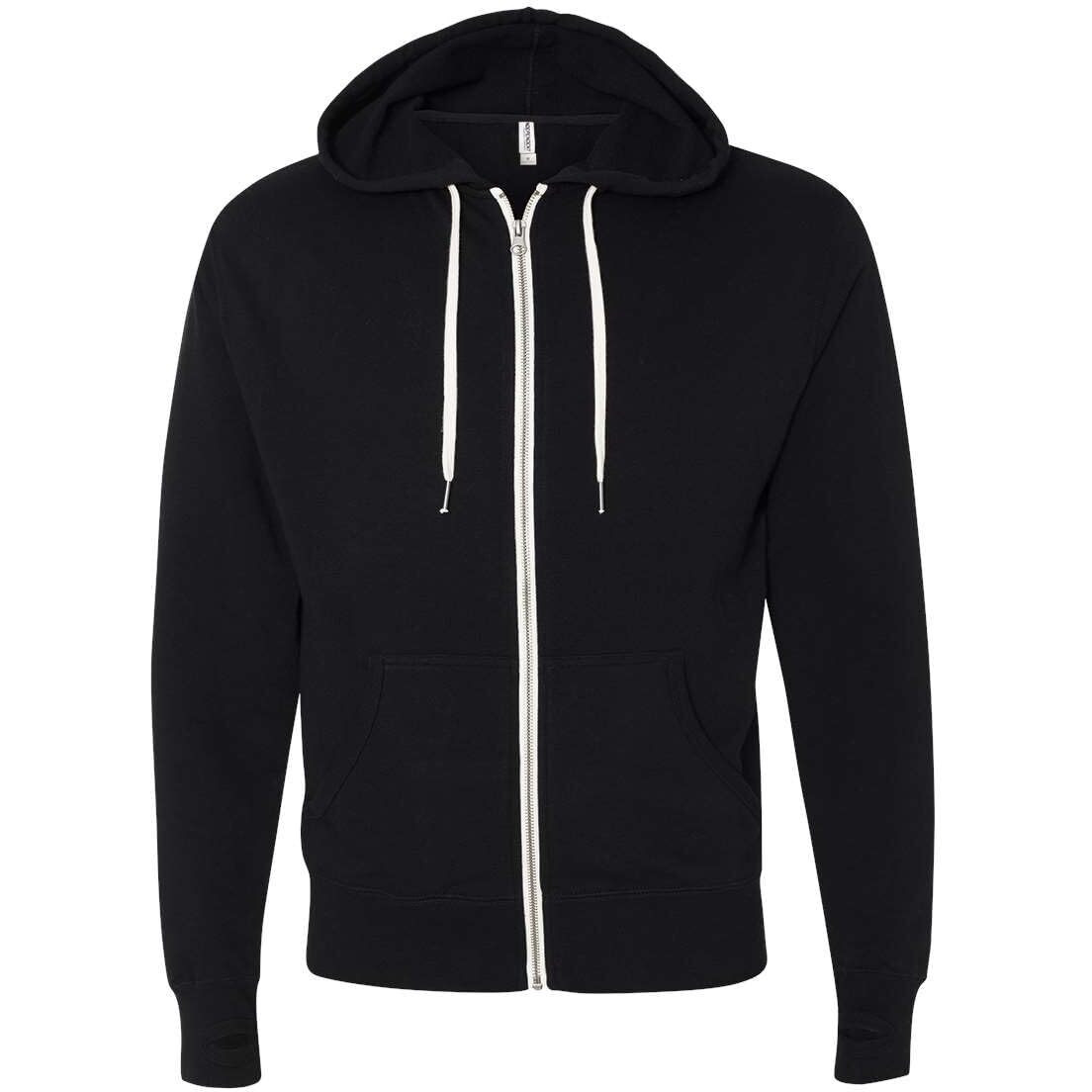 Independent Trading Co. Unisex Heathered French Terry Full-Zip Hooded Sweatshirt - Black, S