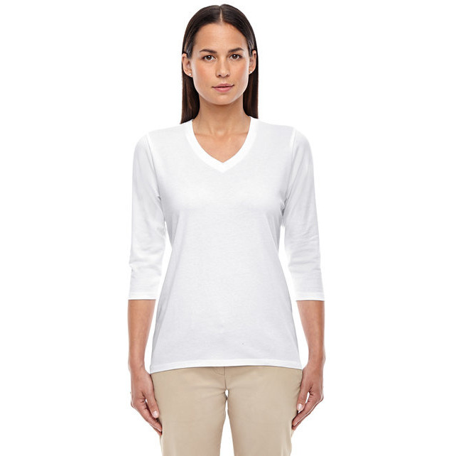 Ladies Perfect FitBracelet-Length V-Neck Top - WHITE - XS(D0102H76WUT)