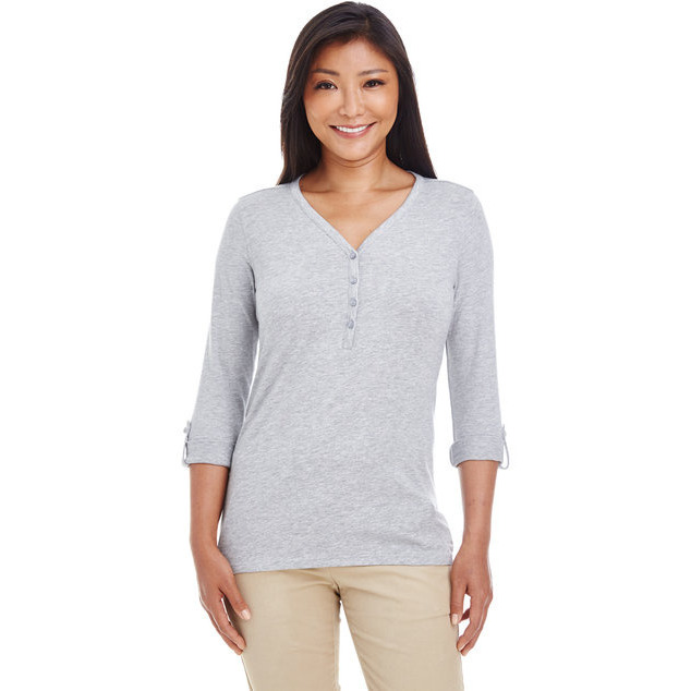 Ladies Perfect FitY-Placket convertible Sleeve Knit Top - WHITE - XS(D0102H7YEIP)