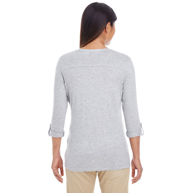 Ladies Perfect FitY-Placket convertible Sleeve Knit Top - WHITE - XS(D0102H7YEIP)