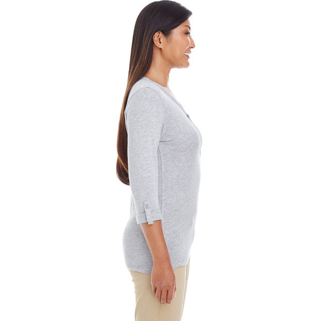 Ladies Perfect FitY-Placket convertible Sleeve Knit Top - WHITE - XS(D0102H7YEIP)