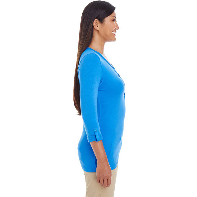 Ladies Perfect FitY-Placket convertible Sleeve Knit Top - WHITE - XS(D0102H7YERJ)