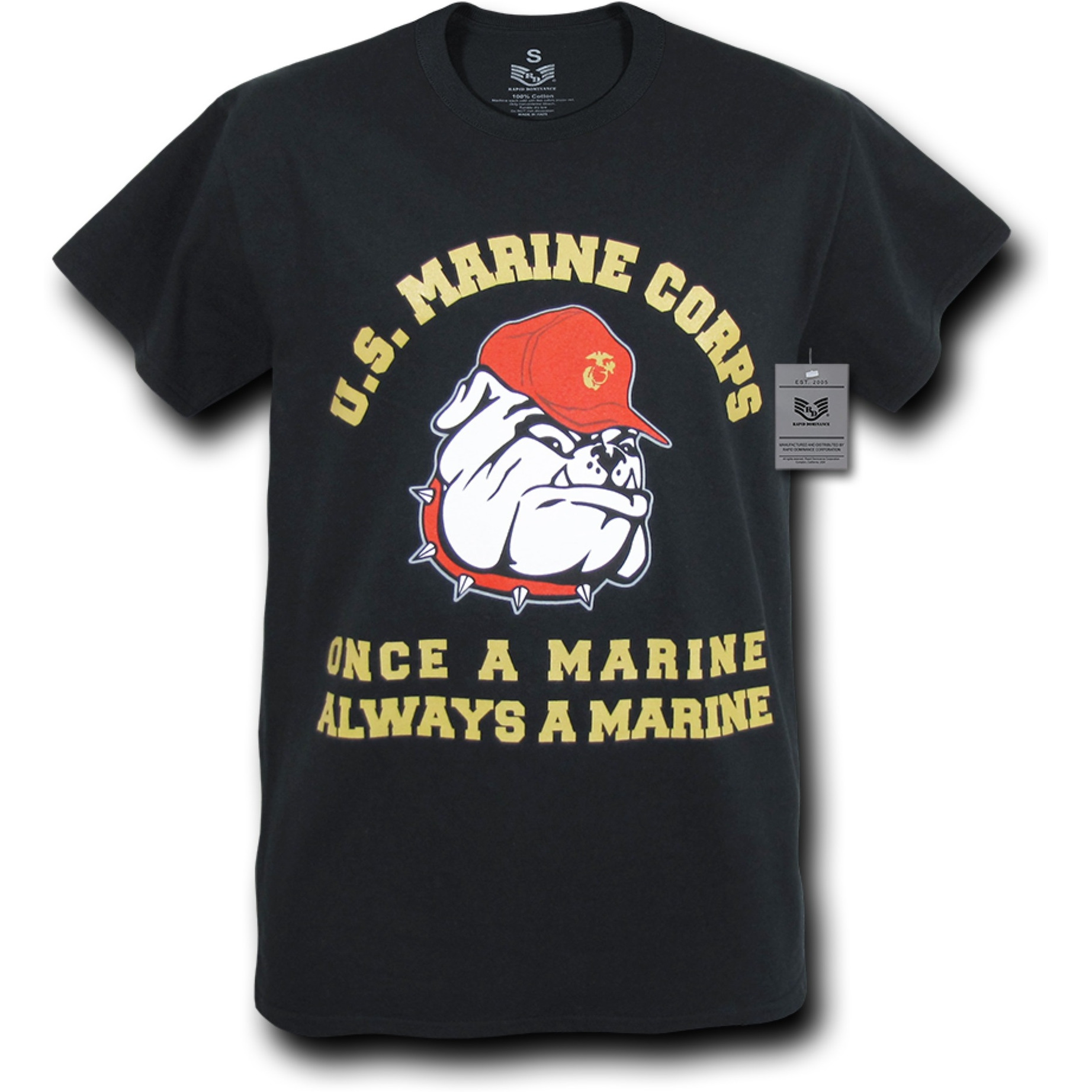 Basic Milit T's,MarineCorp Dog,Black, 2X