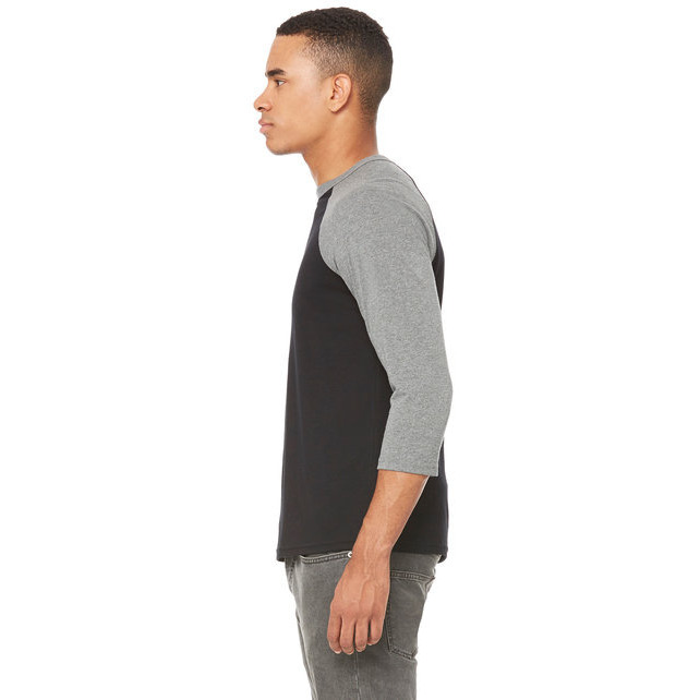 Unisex 34-Sleeve Baseball T-Shirt - gRY cHR BLK TRB - S(D0102H7WgUJ)