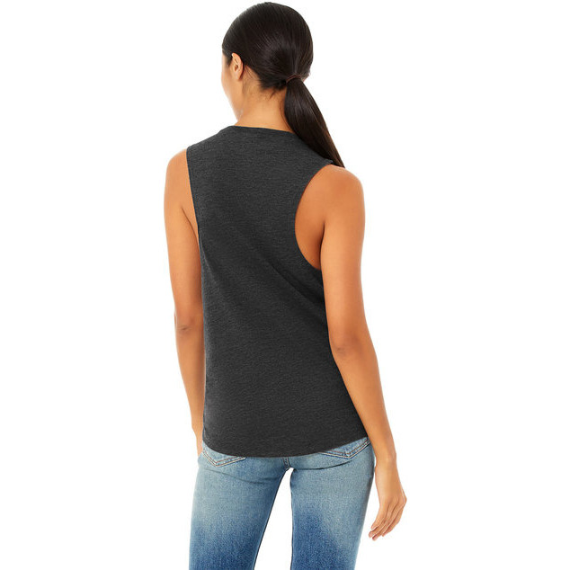 Ladies Flowy Scoop Muscle Tank - WHITE - S(D0102H7KRL6)